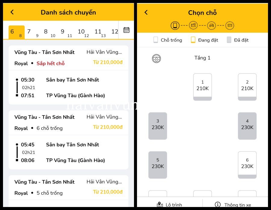 Chọn chỗ trên xe Hải Vân